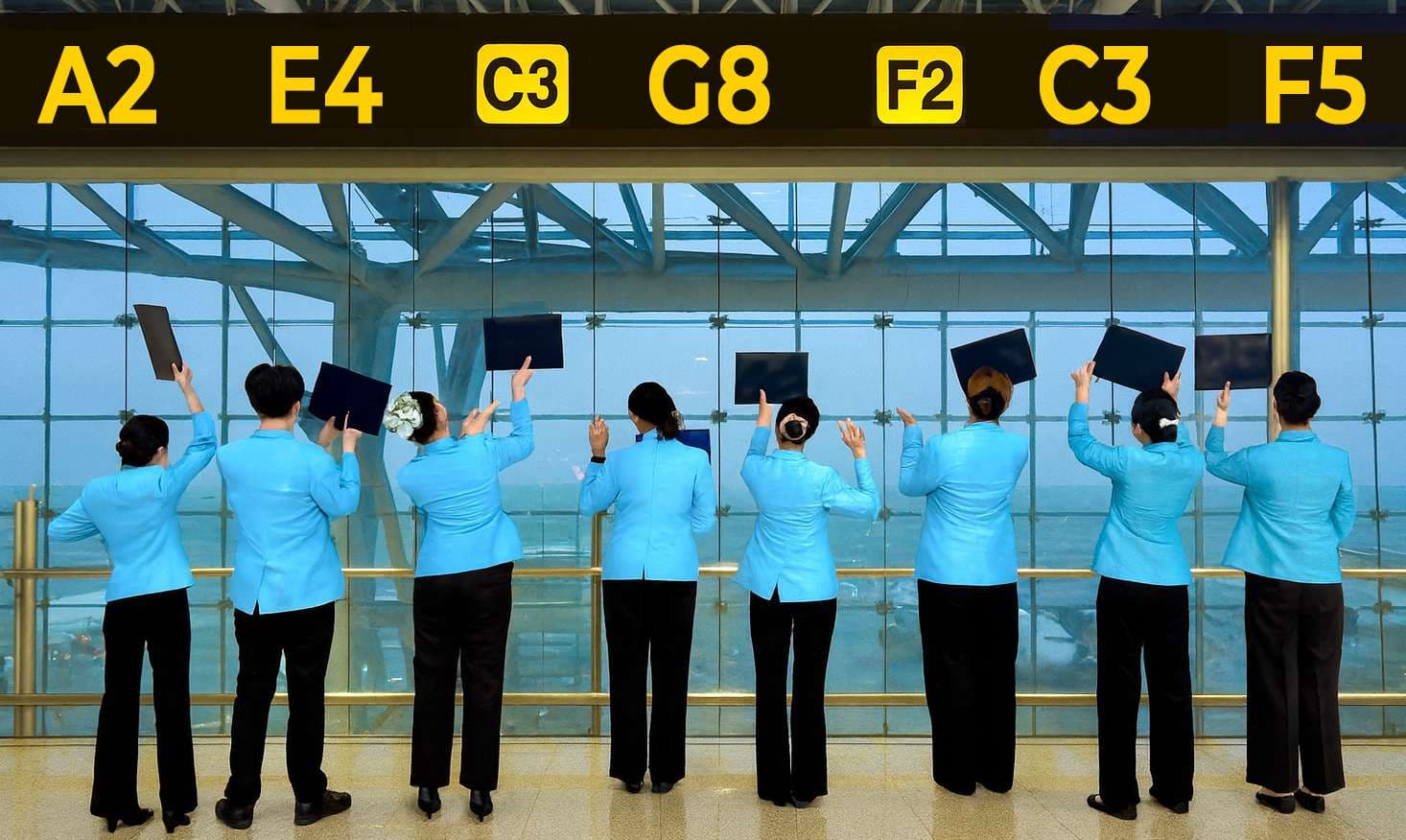 Thailand Longstay airport service staff at the departure gates